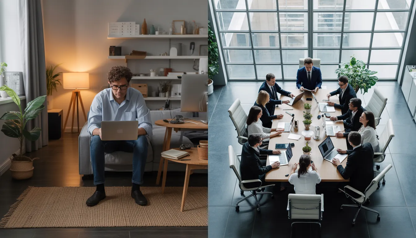 split screen comparison showing